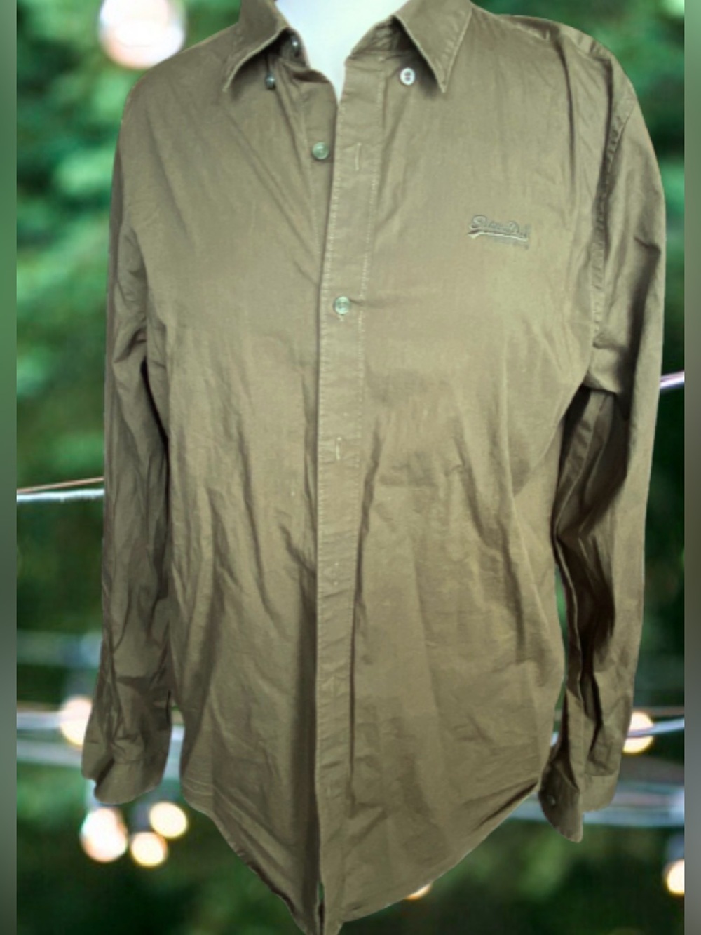 Superdry Olive Green Long Sleeve Cotton Women’s XL Button Down Shirt